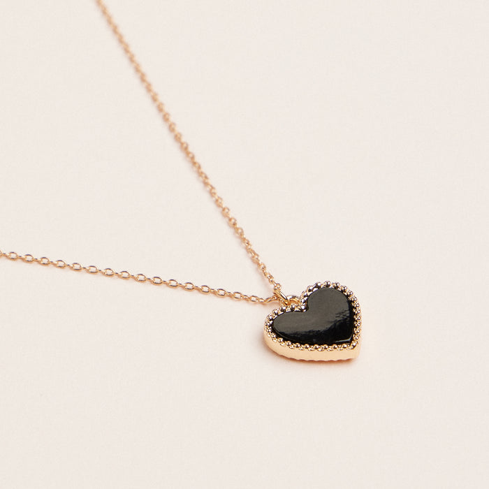 Gold Heart Pendant Necklace – Enamel and Crystal Charm Necklaces