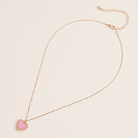 Gold Heart Pendant Necklace – Enamel and Crystal Charm Necklaces