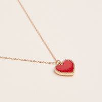 Gold Heart Pendant Necklace – Enamel and Crystal Charm Necklaces