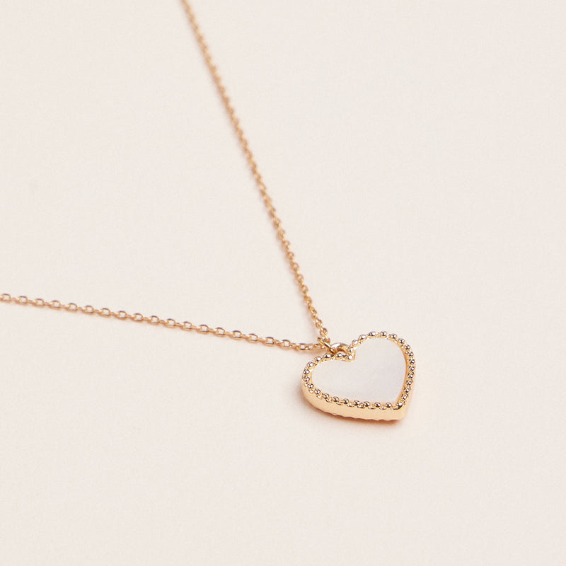 Gold Heart Pendant Necklace – Enamel and Crystal Charm Necklaces