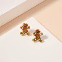 Gingerbread Man Enamel Stud Earrings