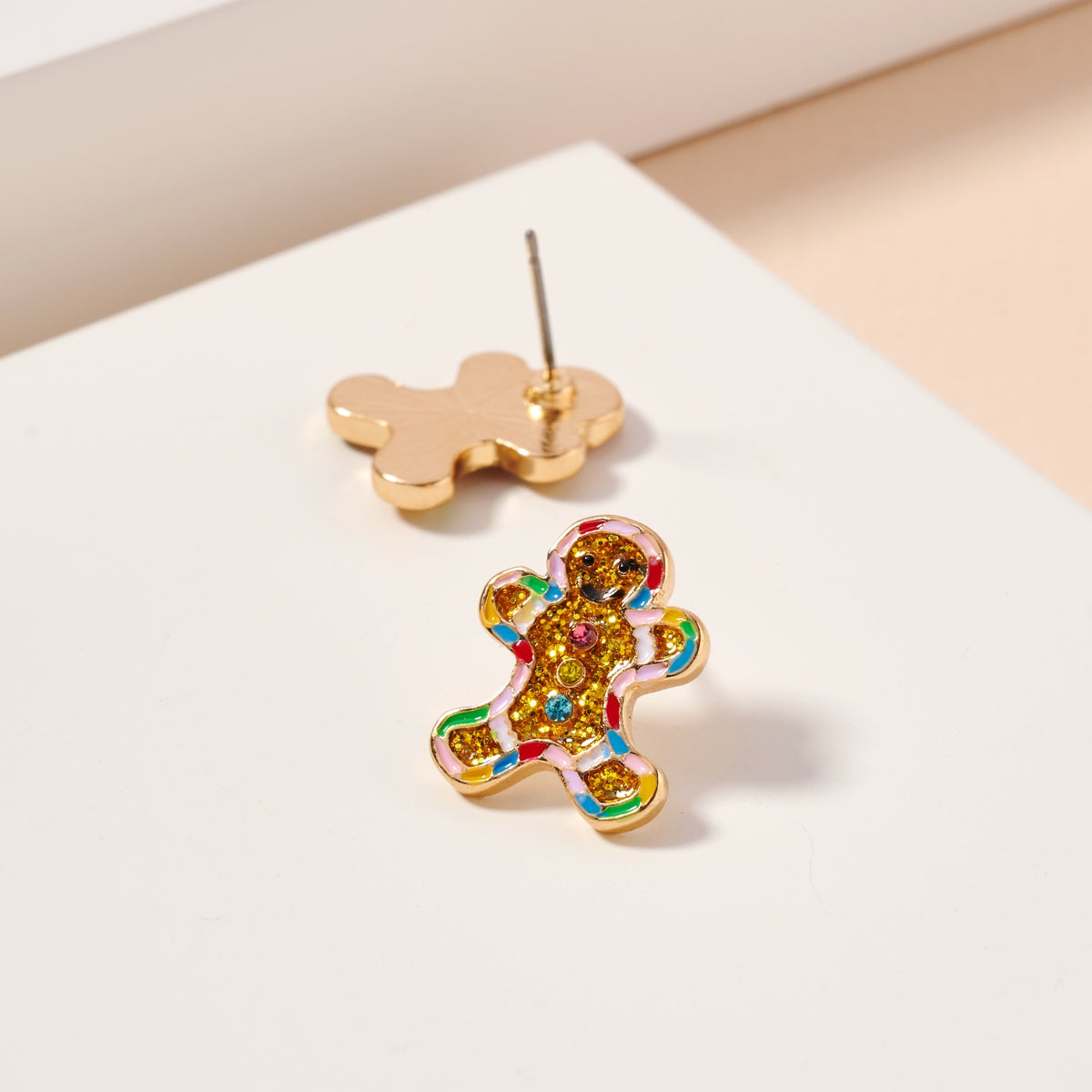 Gingerbread Man Enamel Stud Earrings