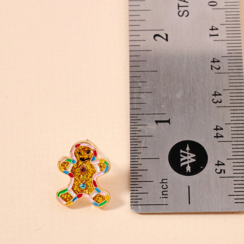 Gingerbread Man Enamel Stud Earrings