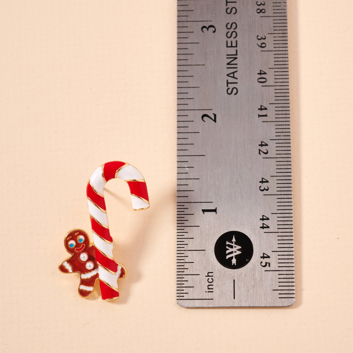 Candy Cane & Gingerbread Man Enamel Stud Earrings