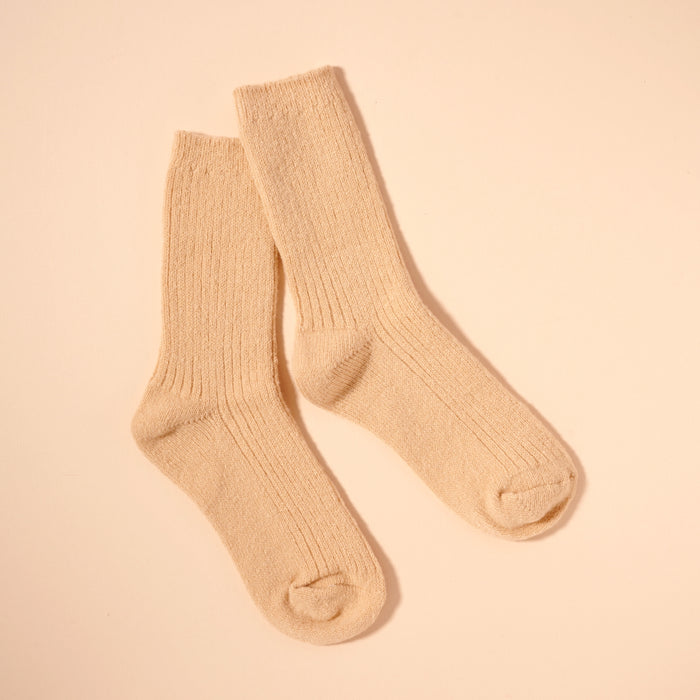 Wool Blend Basic Ribbed Mid Calf Socks