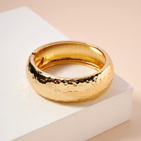 Hammered and Hollow 18K Gold Cuff Bracelet