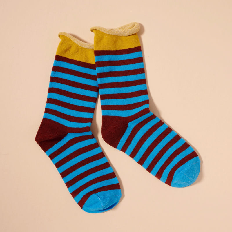 Basic Striped Mid Calf Socks Assorted Pack of DZ