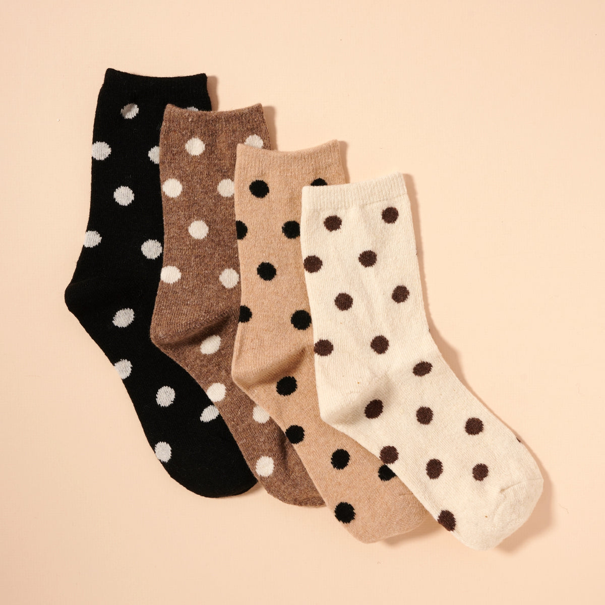 Polka Dotted Mid Calf Socks Assorted Pack of 4