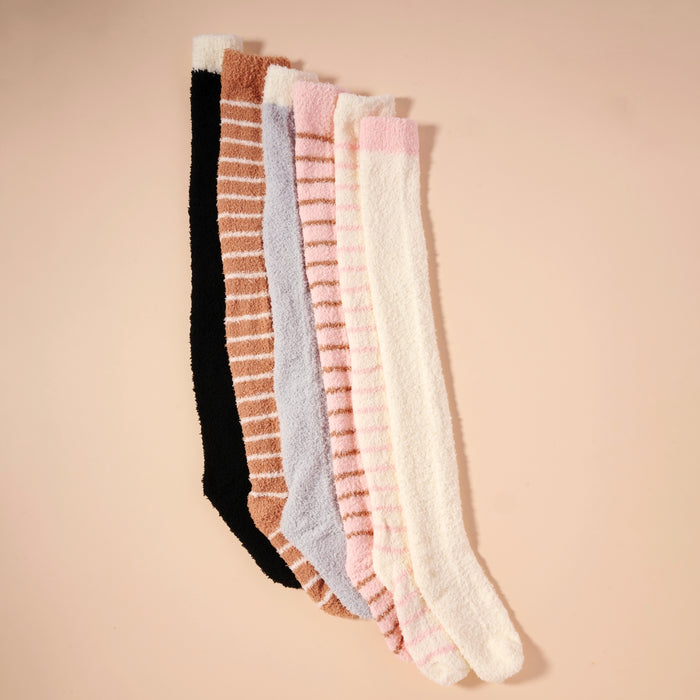 Fuzzy Over The Knee Socks Assorted Pack of 6