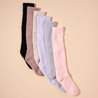 Fuzzy Knee Length Socks Assorted Pack of 6