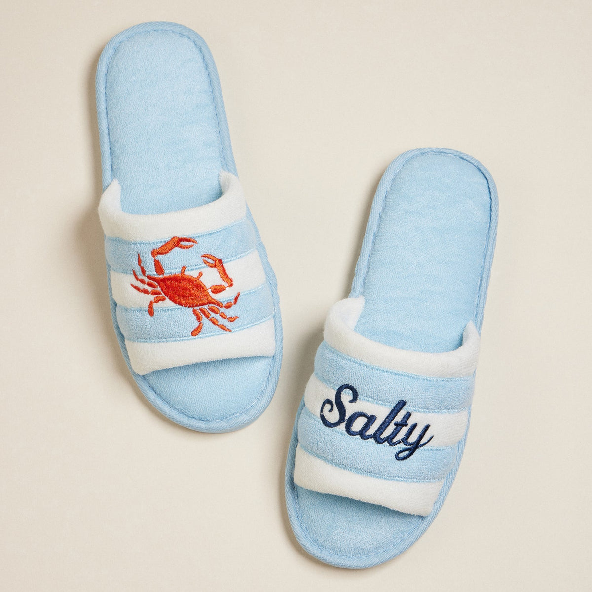 Salty Crab Embroidered Terry Poolside Slides