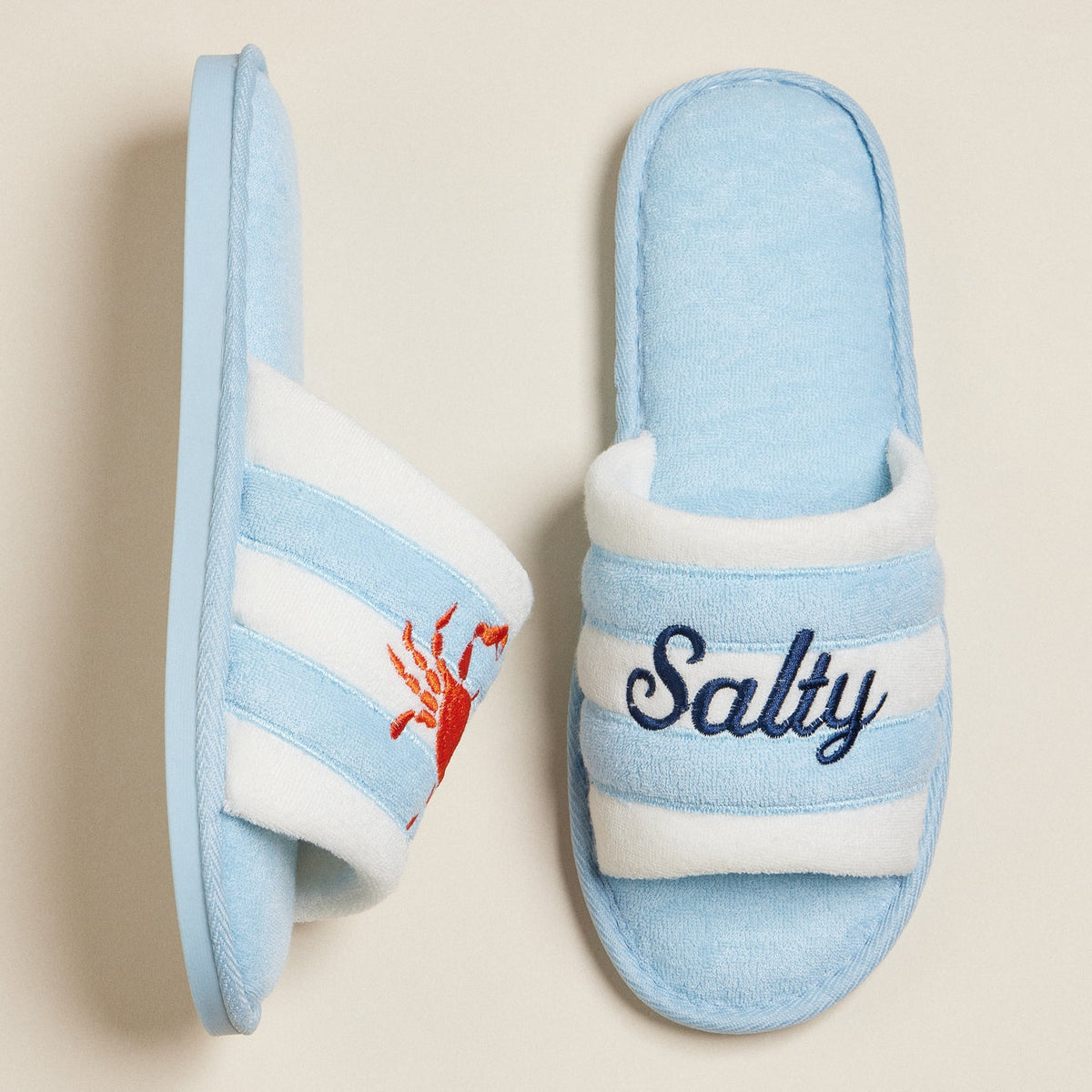 Salty Crab Embroidered Terry Poolside Slides