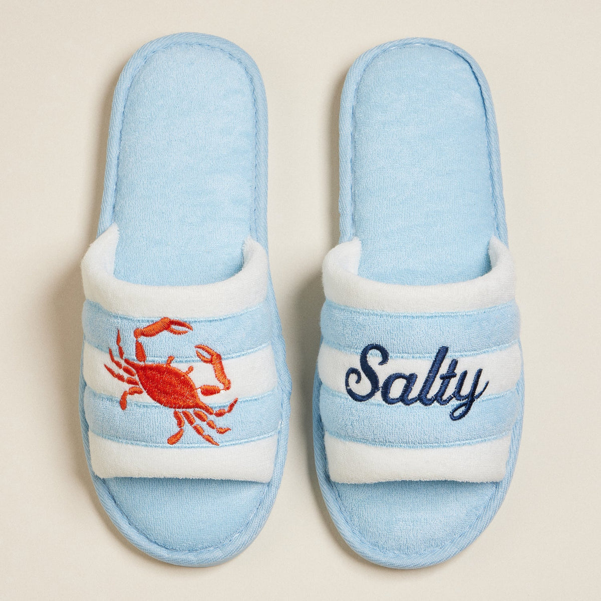 Salty Crab Embroidered Terry Poolside Slides