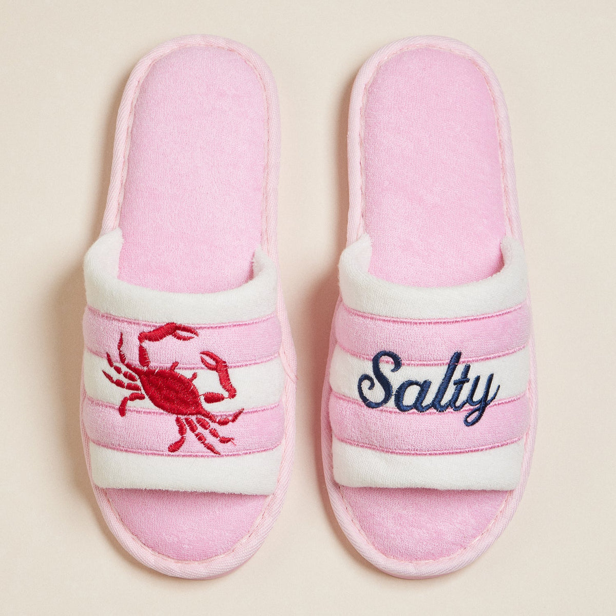 Salty Crab Embroidered Terry Poolside Slides