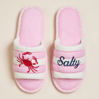 Salty Crab Embroidered Terry Poolside Slides