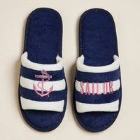 Sailor Anchor Embroidered Terry Poolside Slides