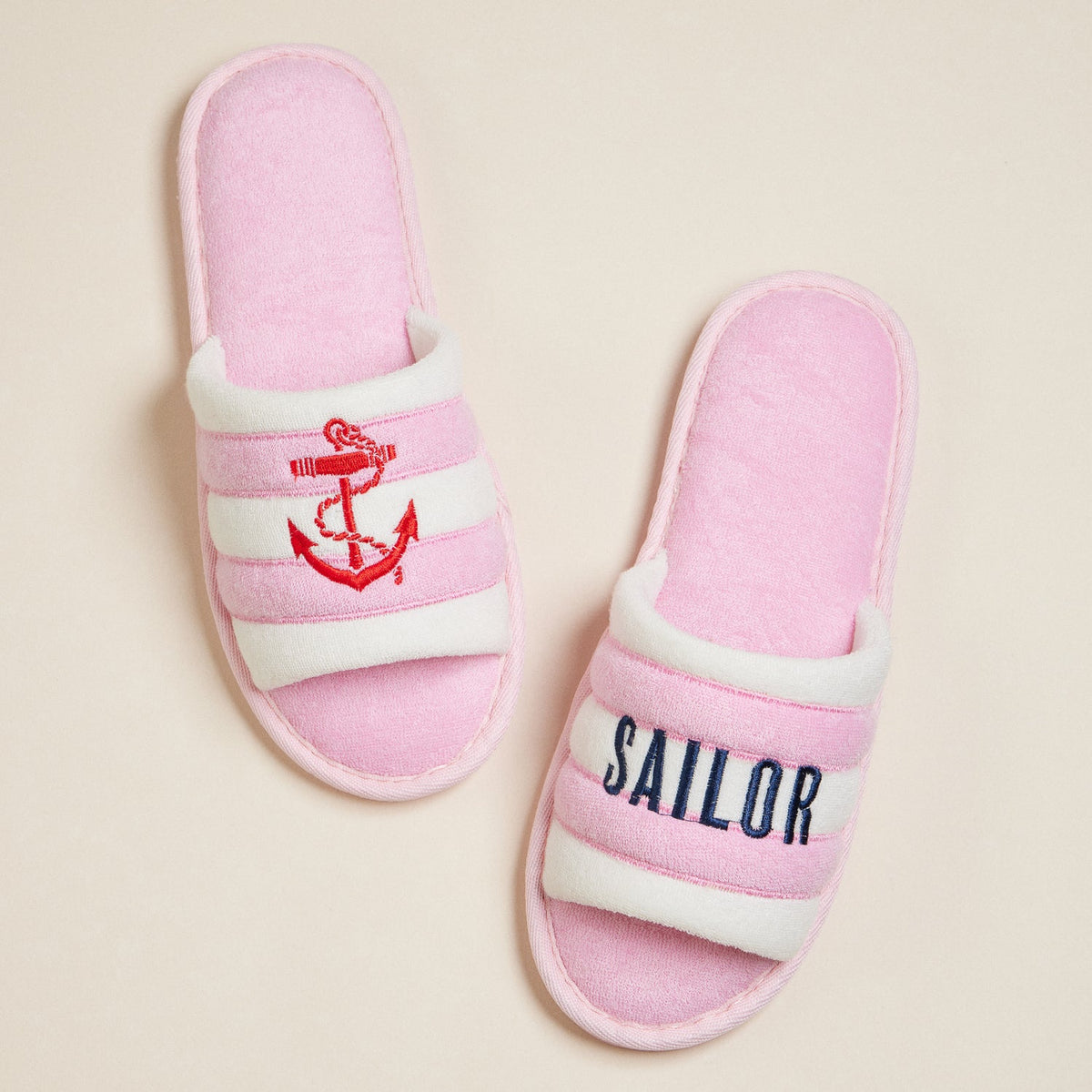 Sailor Anchor Embroidered Terry Poolside Slides