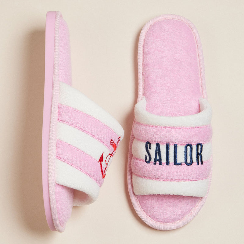 Sailor Anchor Embroidered Terry Poolside Slides