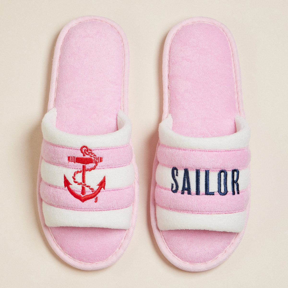 Sailor Anchor Embroidered Terry Poolside Slides