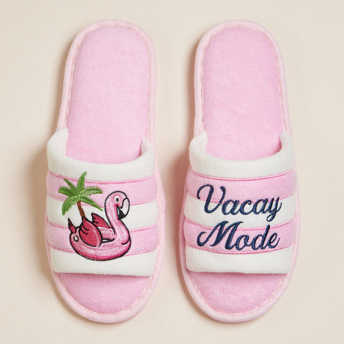 Vacay Mode Embroidered Terry Poolside Slides