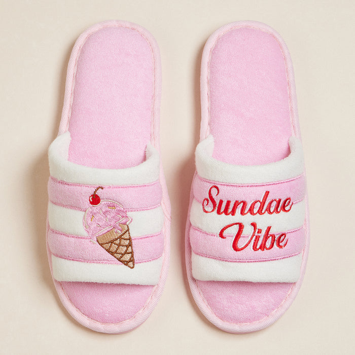 Sundae Vibe Embroidered Terry Poolside Slides