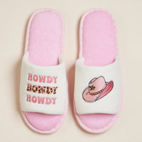 Howdy & Cowboy Hat Embroidered Terry Poolside Slides