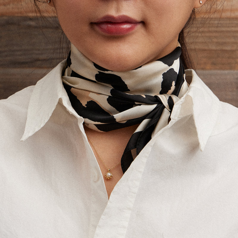 Leopard Print Silk-Texture Scarf – Chic Square Scarf for Bold & Stylish Looks