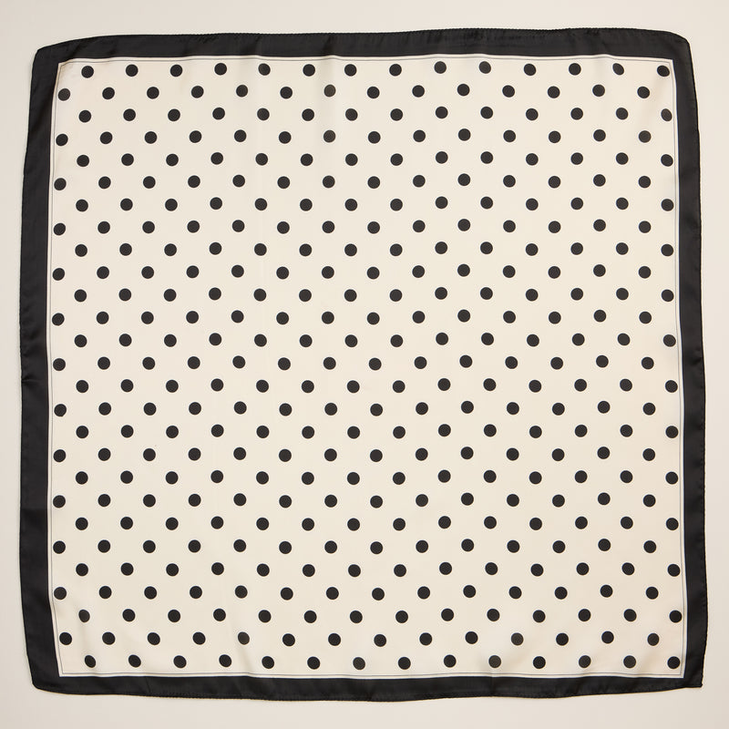 Classic Polka Dot Scarf – Vintage-Inspired Square Scarf with Silk Texture