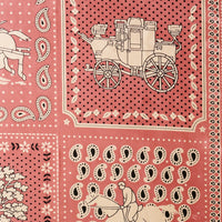 Western-Inspired Silk-Feel Scarf – Vintage Horse & Carriage Paisley Print in Soft Polyester