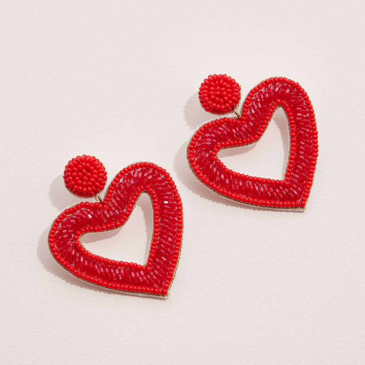 Bold Beaded Heart Statement Earrings