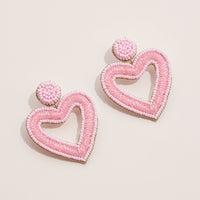 Bold Beaded Heart Statement Earrings