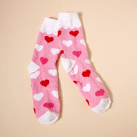 Hearts Pattern Fuzzy Socks Assorted Pack of 4