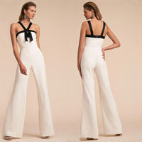 Contrast Color Suspender Jumpsuit