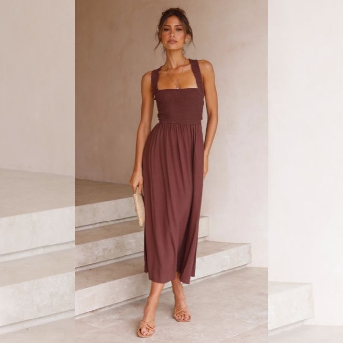 Maxi Casual Solid Color Cotton Linen Sleeveless Dress Spring Summer