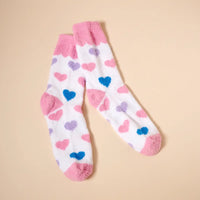 Hearts Pattern Fuzzy Socks Assorted Pack of 4