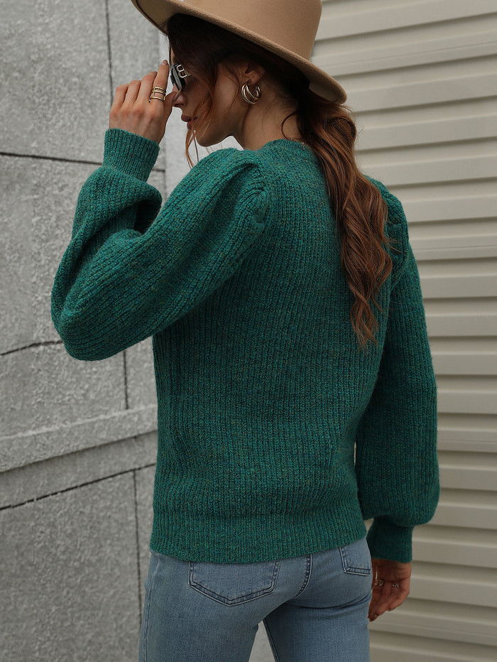 Lantern Sleeved Knit Sweater