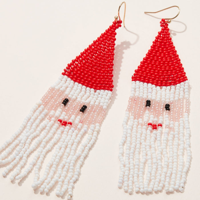 Santa Seed Bead Fringe Earrings