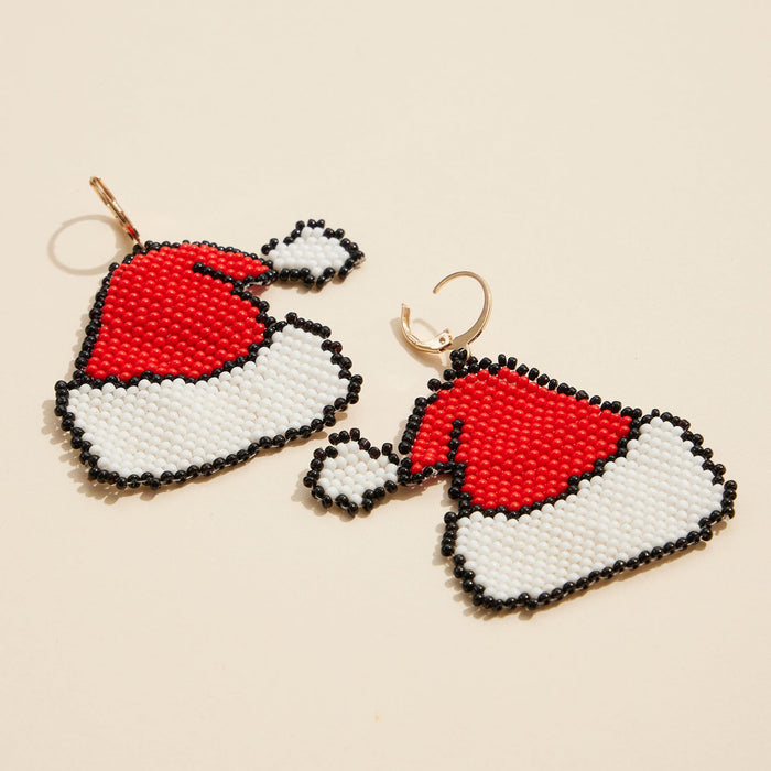 Beaded Santa Hat Earrings