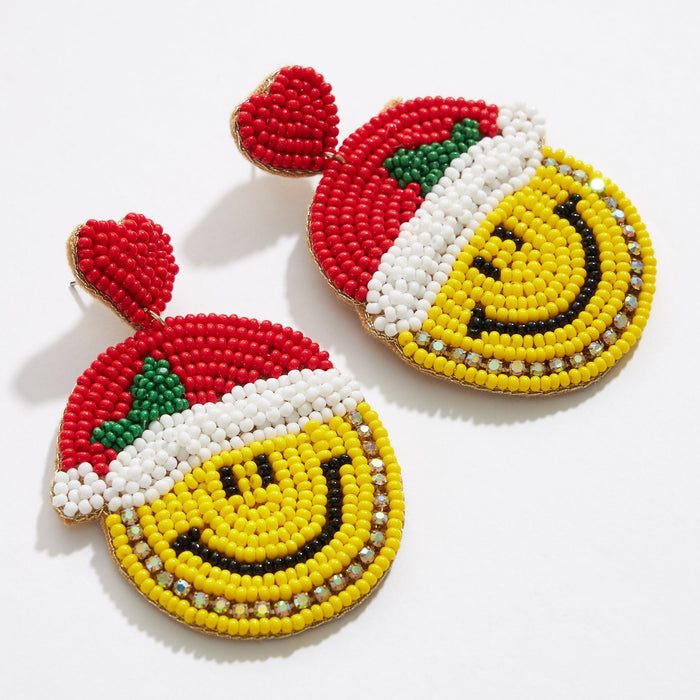 Christmas Smile Santa Seed Beads Earrings