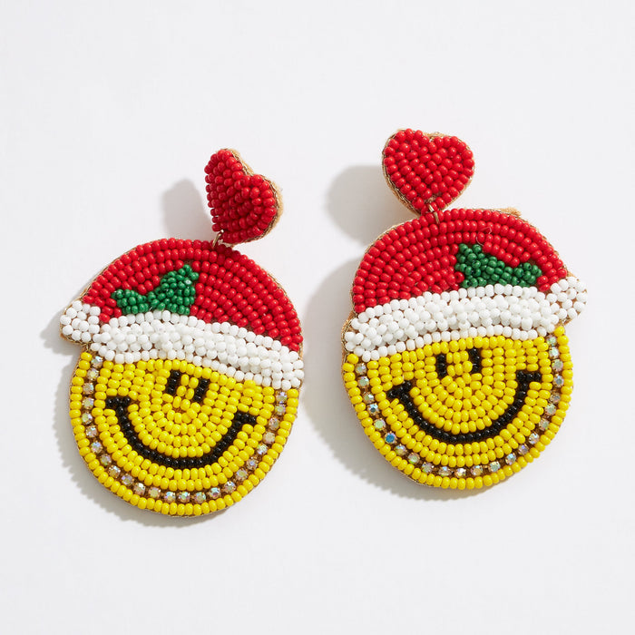 Christmas Smile Santa Seed Beads Earrings