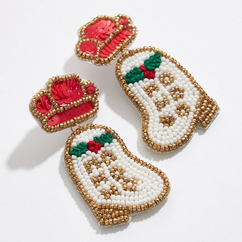 Christmas Cowgirl Seed Beads Earrings