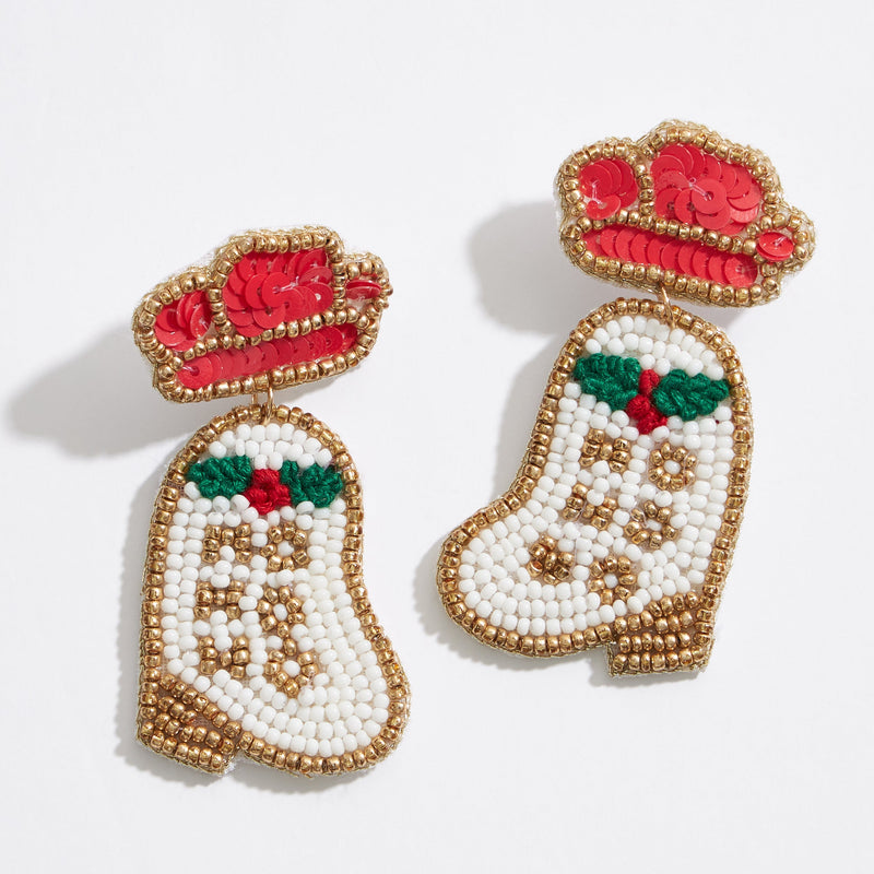 Christmas Cowgirl Seed Beads Earrings