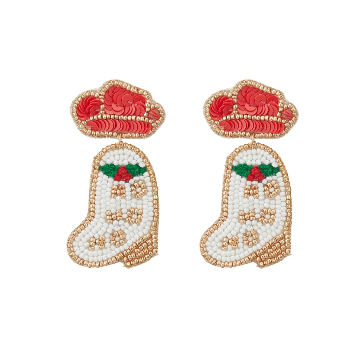 Christmas Cowgirl Seed Beads Earrings