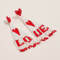 "LOVE" Beaded Fringe Earrings