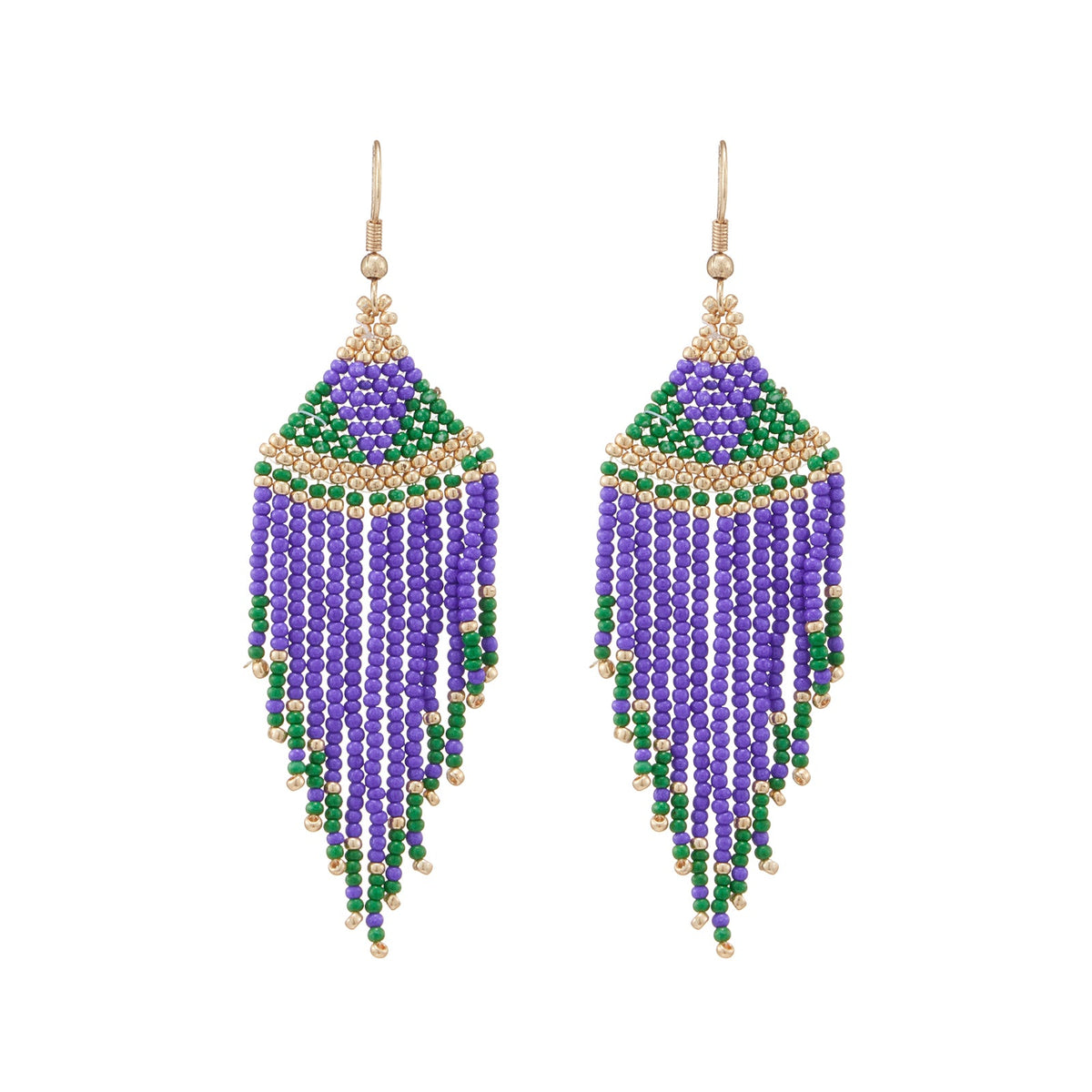 Mardi Gras Seed Beads Tassel Earring