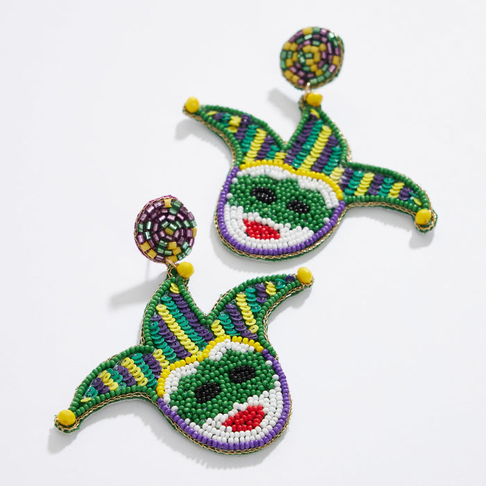 Mardi Gras Mask Seed Beads Earring