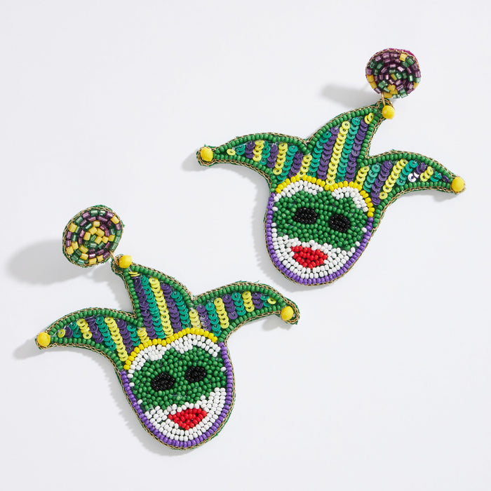 Mardi Gras Mask Seed Beads Earring