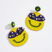 Mardi Gras Smile Seed Beads Earring