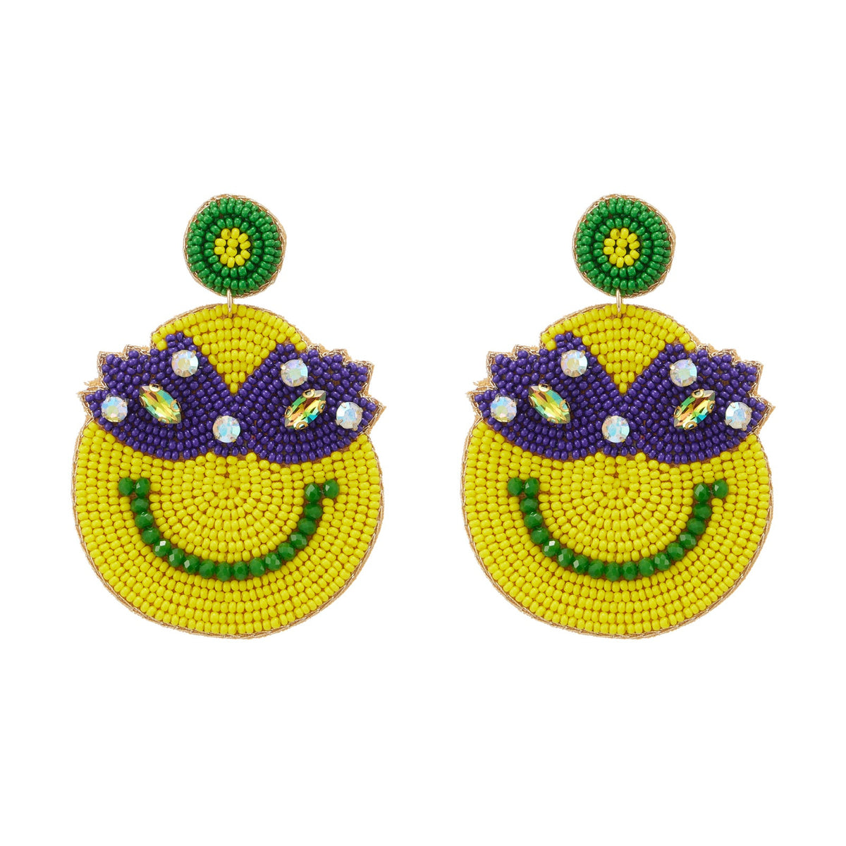 Mardi Gras Smile Seed Beads Earring