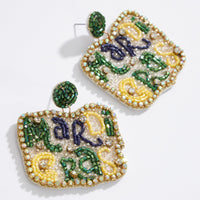 Mardi Gras Seed Beads Earring